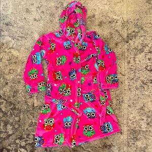 Komar Kids Fuzzy Owl Print Hooded Robe